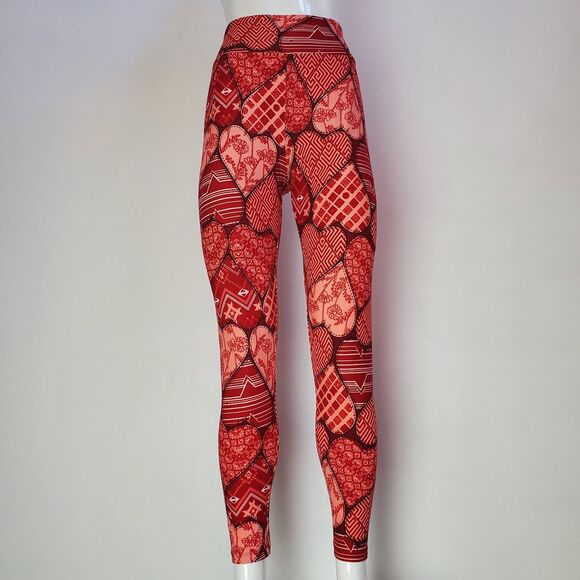 NEW LuLaRoe Valentine's Red Pink Heart Leggings - Picture 1 of 8
